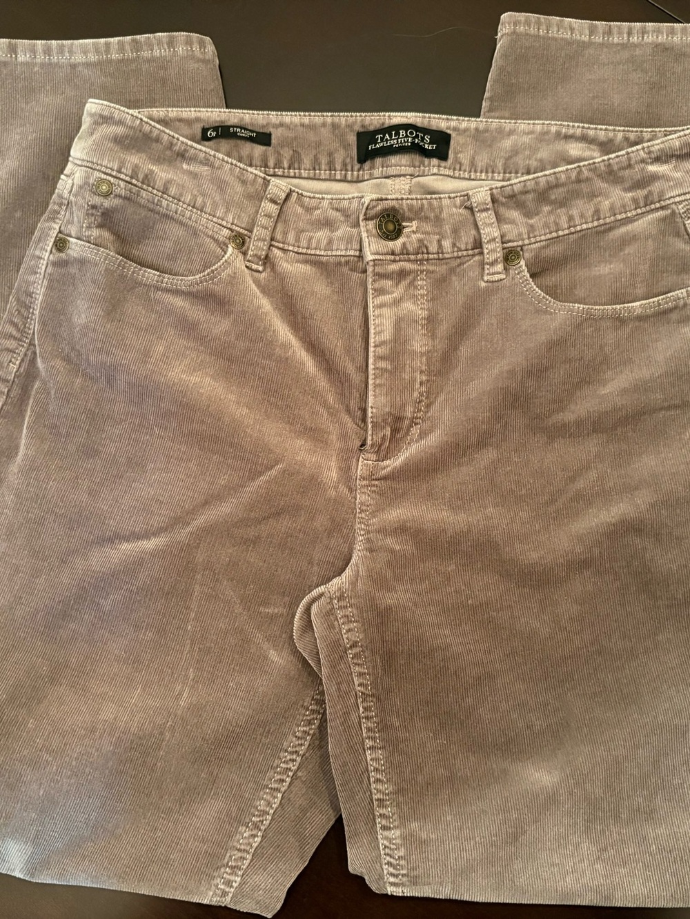 Talbots Straight-Leg Corduroy Pants in Taupe-Neutral
